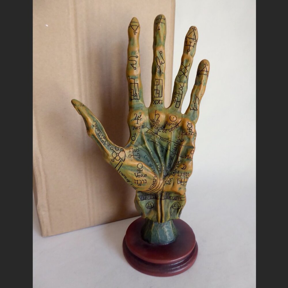 NEW 11” ALCHEMY GUILD PALMISTRY HAND MUMMY HAND ZOMBIE GOTHIC ODDITY STATUE